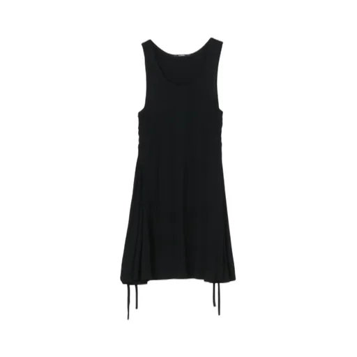 Rayon Plain Stitch Lace Up Dress