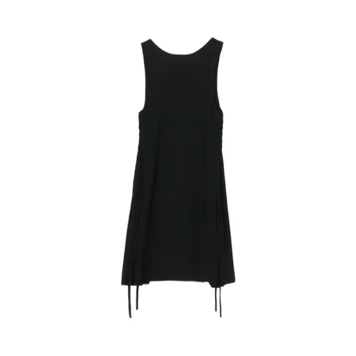 Rayon Plain Stitch Lace Up Dress