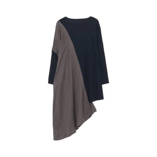 Lyocell/Cotton Jersey Dress With Asymmetric Hemline