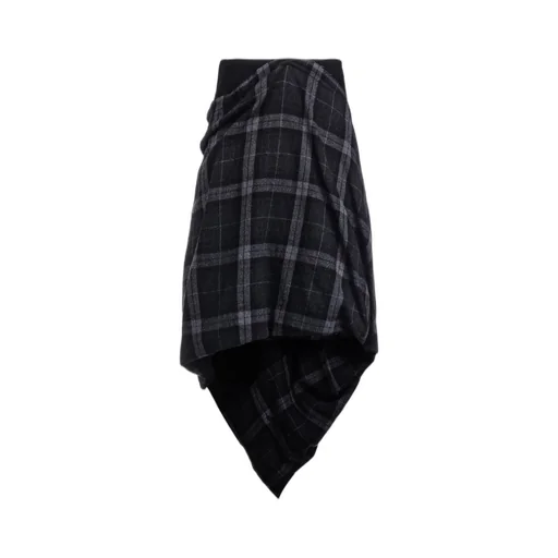 Serge + Plaid Combi Wrap Skirt