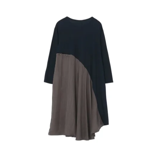 Lyocell/Cotton Jersey Dress With Diagonal Button-Up Slit