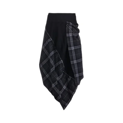 Serge + Plaid Combi Wrap Skirt