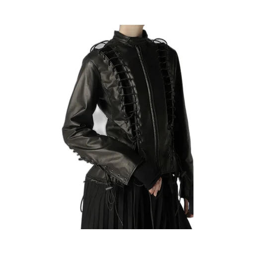 Cow Leather Lace-Up Jacket