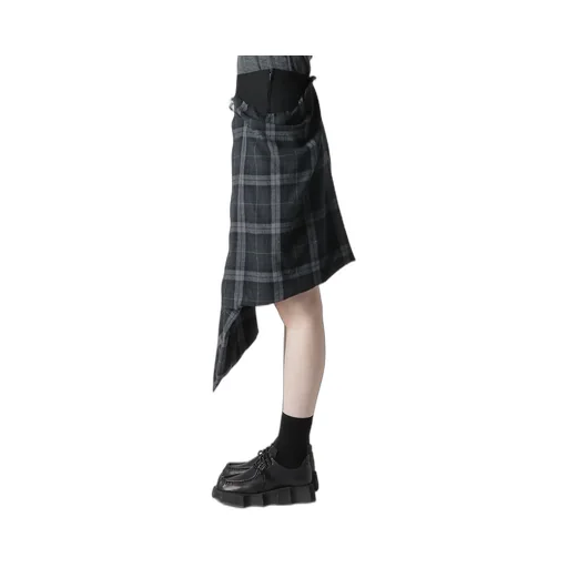 Serge + Plaid Combi Wrap Skirt