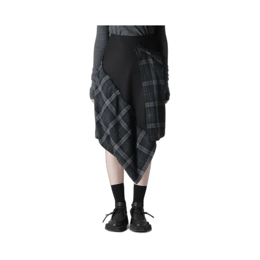 Serge + Plaid Combi Wrap Skirt