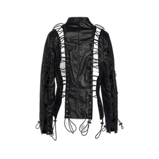 Cow Leather Lace-Up Jacket