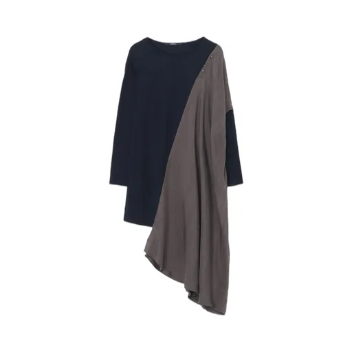 Lyocell/Cotton Jersey Dress With Asymmetric Hemline