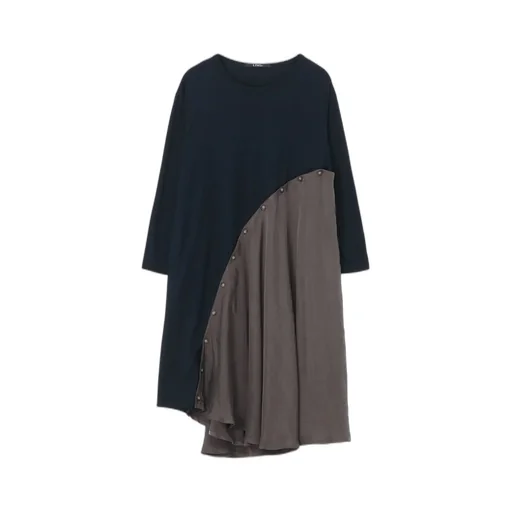 Lyocell/Cotton Jersey Dress With Diagonal Button-Up Slit