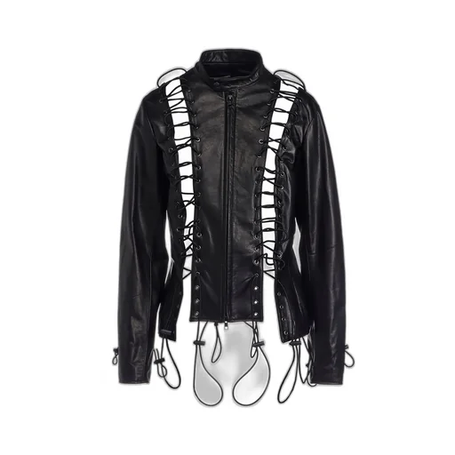 Cow Leather Lace-Up Jacket