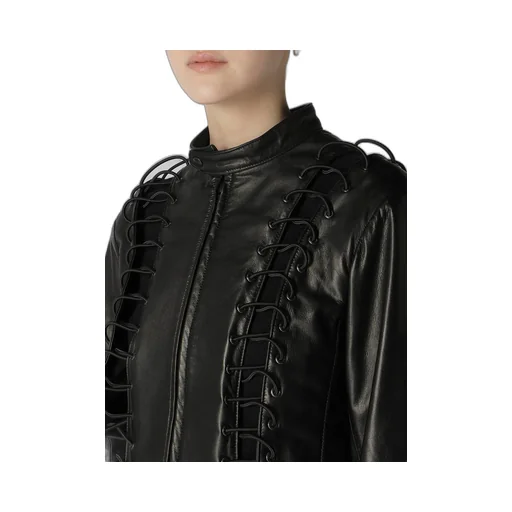 Cow Leather Lace-Up Jacket