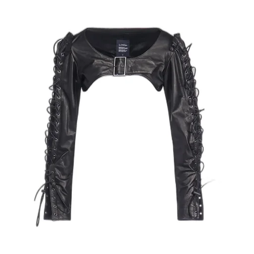 Cow Leather Lace-Up Slv Jacket