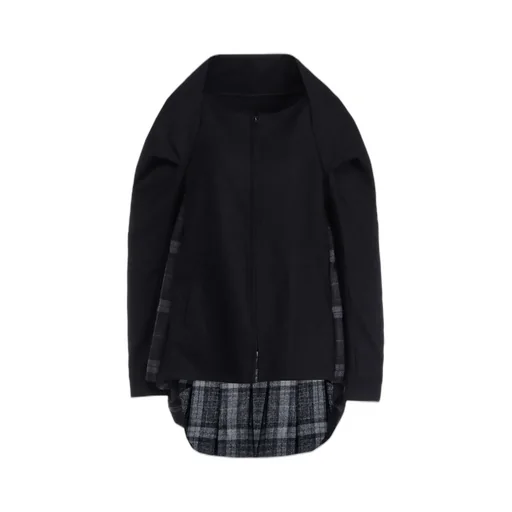 Serge + Plaid Combi Back Pleated Jacket