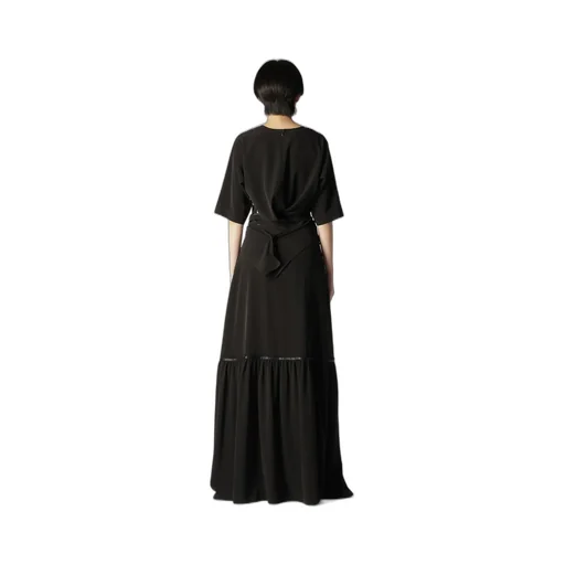 Triacetate/Polyester Waist Wrap Blouse