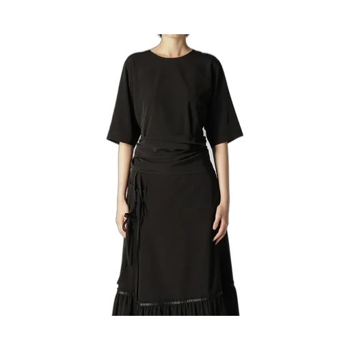 Triacetate/Polyester Waist Wrap Blouse