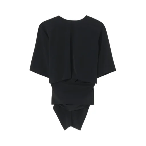 Triacetate/Polyester Waist Wrap Blouse