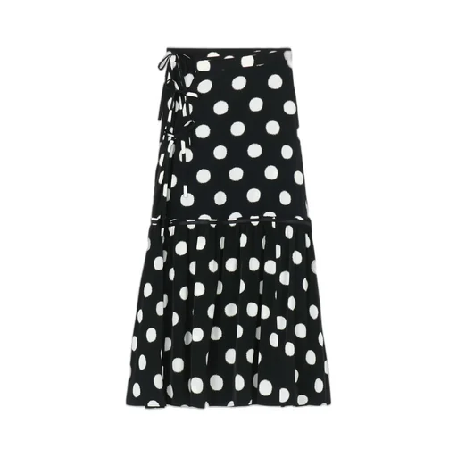Small Polka Dot Crape De Chine Teared Skirt