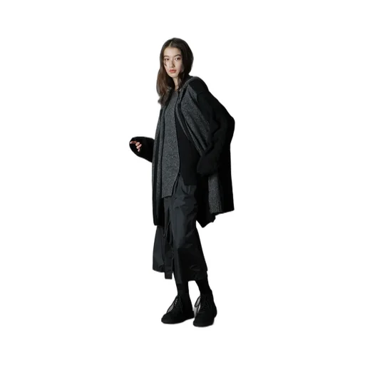 Fine Merino Wool Cable Switch Unbalance Hoodie