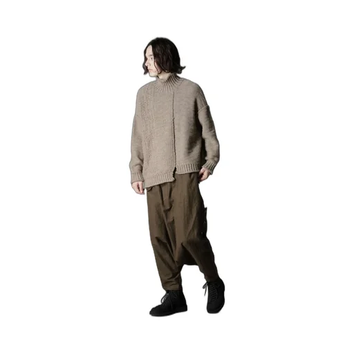Roving Slub Wool Unbalance Turtleneck