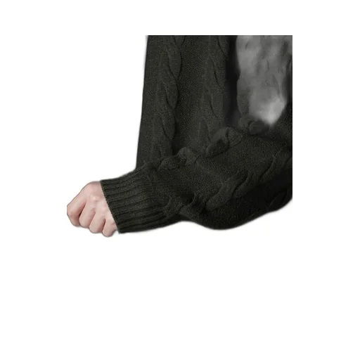 Fine Merino Wool Cable Switch Unbalance Pullover