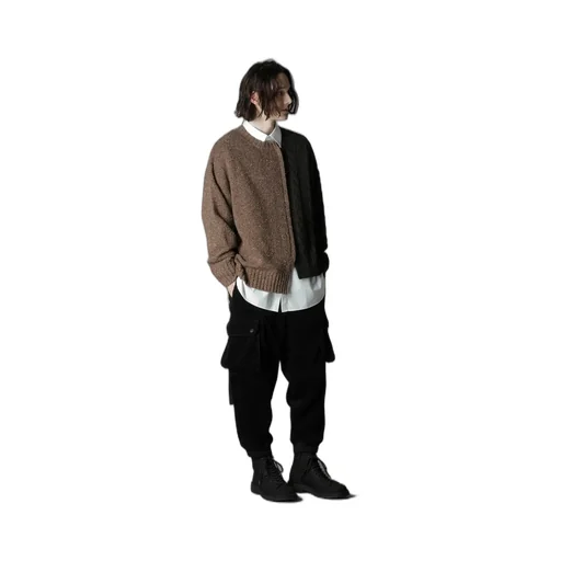 Fine Merino Wool Cable Switch Unbalance Pullover