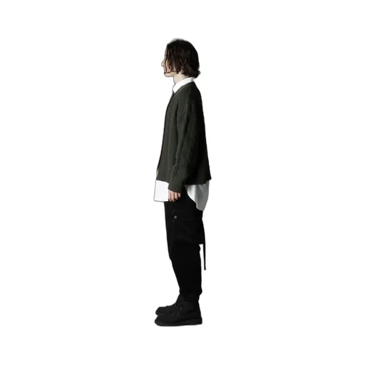 Fine Merino Wool Cable Switch Unbalance Pullover