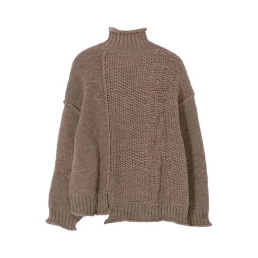 Roving Slub Wool Unbalance Turtleneck