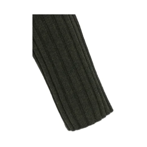 Fine Merino Wool Ribbed Raglen Short Length Turtle Neck