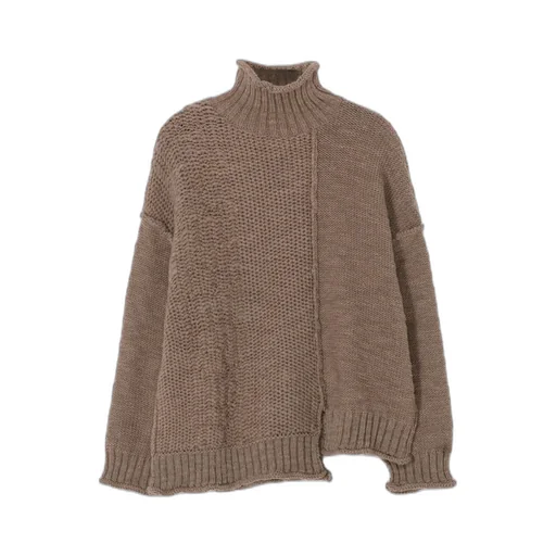 Roving Slub Wool Unbalance Turtleneck
