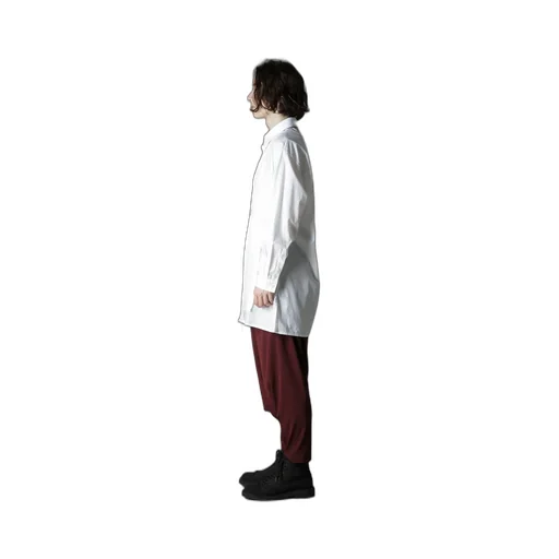 Switching Material Patchwork White Shirt