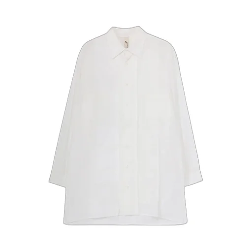 Switching Material Patchwork White Shirt