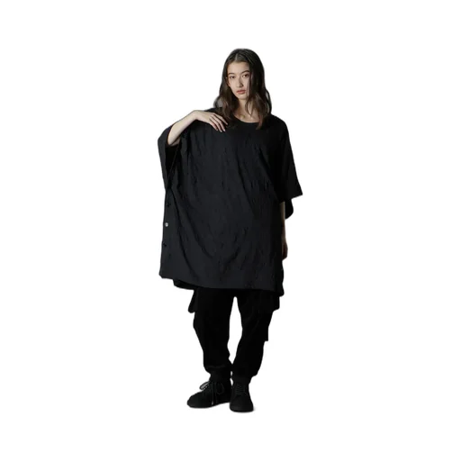 Cathc Washer Wrinkle Jersey Side Button Short Sleeved T-Shirt