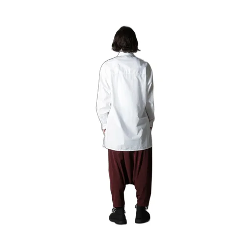 Switching Material Patchwork White Shirt