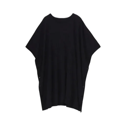 Cathc Washer Wrinkle Jersey Side Button Short Sleeved T-Shirt