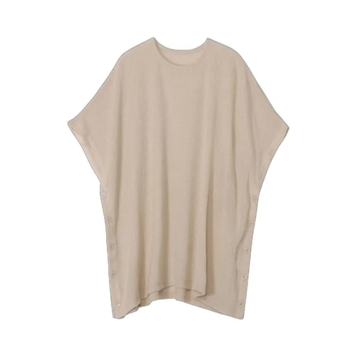 Spider Web Knit Side Button Short Sleeved T-Shirt