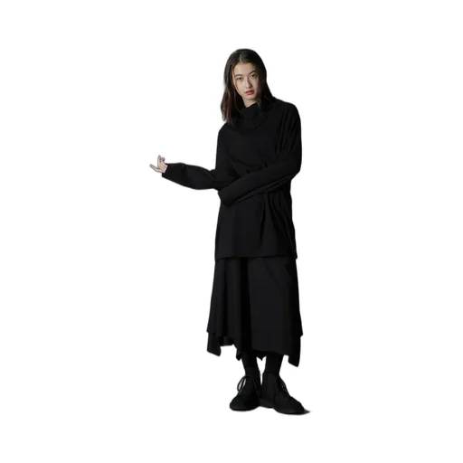 Cotton Jersey Turtleneck Long Sleeved T-Shirt