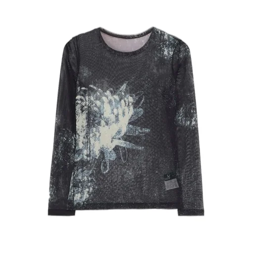 Soft Tulle Floral Pattern Round Neck Tulle