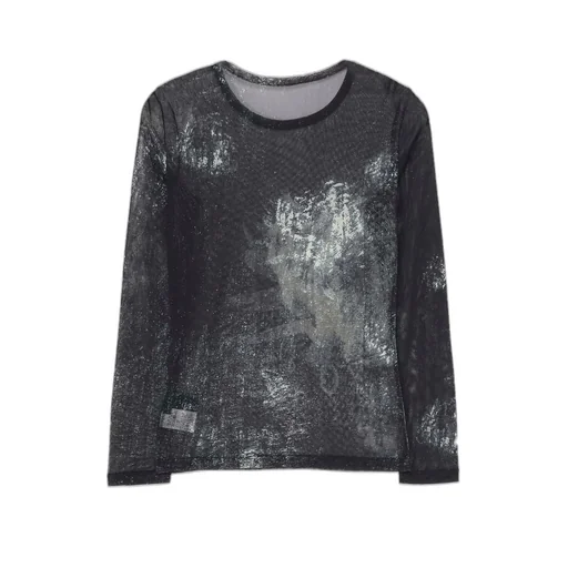 Soft Tulle Floral Pattern Round Neck Tulle