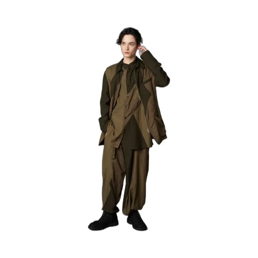 Cubism Patchwork Product Dyed Switching Zip Jacket