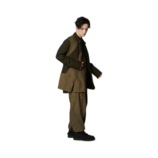 Cubism Patchwork Product Dyed Switching Zip Jacket