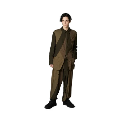 Cubism Patchwork Product Dyed Switching Zip Jacket