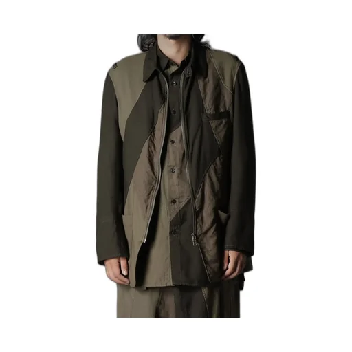 Cubism Patchwork Product Dyed Switching Zip Jacket