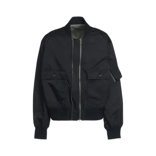 Polyester Twill Typewriter Double Zipper Ma-1 Jacket