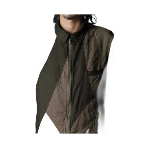 Cubism Patchwork Product Dyed Switching Zip Jacket