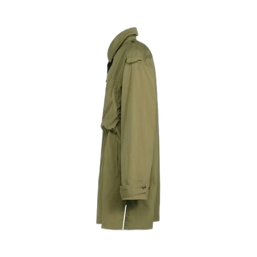 Cotton/Nylon Oxford Zipper Trench Coat With Fulled Wool Gauze Pockets