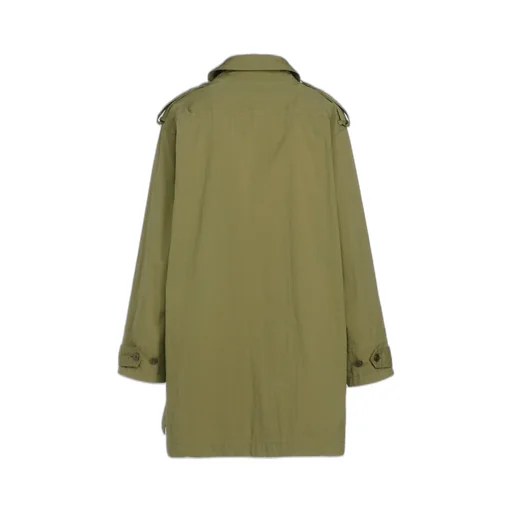 Cotton/Nylon Oxford Zipper Trench Coat With Fulled Wool Gauze Pockets