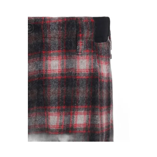 Checked Shaggy Wool Zipper Pocket Pants