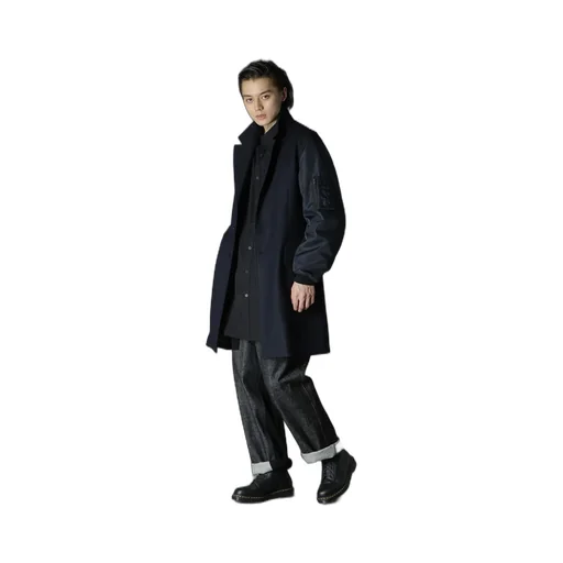 Top Dyed Light Flannel+ Nylon Twill Long Jacket Ma-1 Sleeve