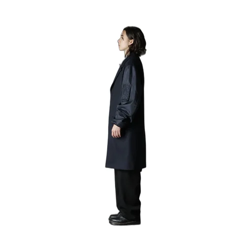 Top Dyed Light Flannel+ Nylon Twill Long Jacket Ma-1 Sleeve