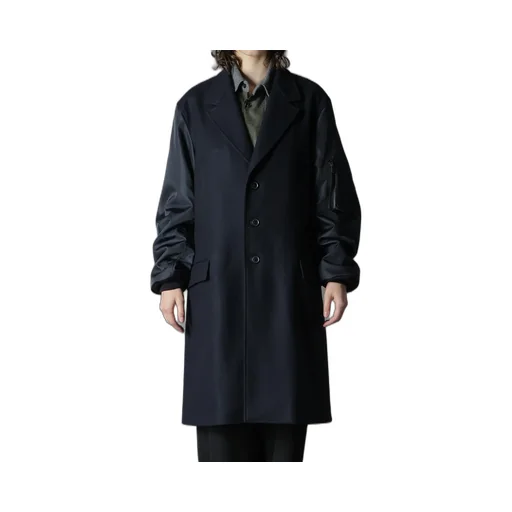 Top Dyed Light Flannel+ Nylon Twill Long Jacket Ma-1 Sleeve