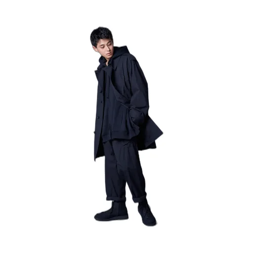 Cotton/Nylon Oxford String Pants With Fulled Wool Gauze Pockets